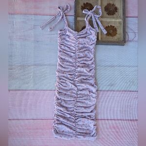 Pinkblush Purple Floral Ribbed Ruched Shoulder Tie Bodycon‎ Maternity Dress S